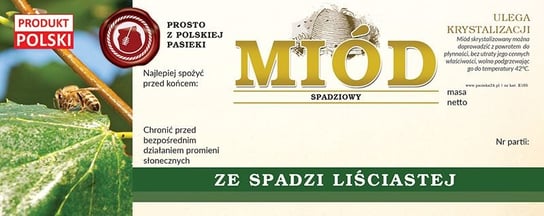 Paczka dużych etykiet na miód ze spadzi liściastej (100szt) - wzór E165 BEE&HONEY