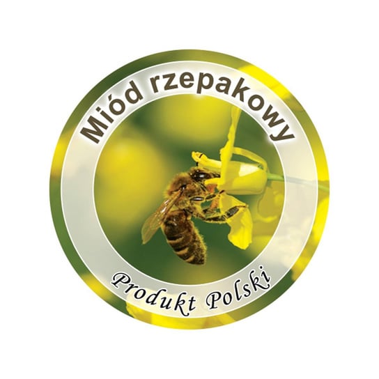 Paczka etykiet mini okrągłych na miód rzepakowy (100szt) - wzór EK4 BEE&HONEY