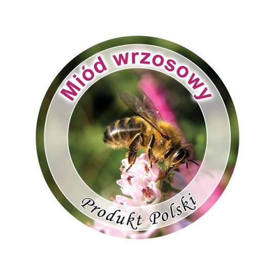 Paczka etykiet mini okrągłych na miód wrzosowy (100szt) - wzór EK9 BEE&HONEY