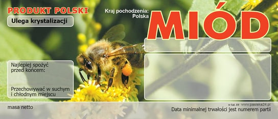 Paczka etykiet na miód (100szt) - wzór E9 BEE&HONEY