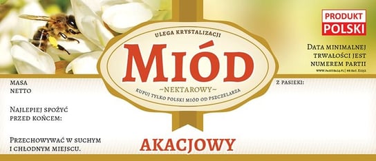 Paczka etykiet na miód akacjowy (100szt) - wzór E1252 BEE&HONEY