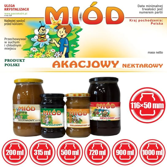 Paczka etykiet na miód akacjowy (100szt) - wzór E28 BEE&HONEY