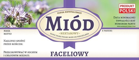 Paczka etykiet na miód faceliowy (100szt) - wzór E1258 BEE&HONEY