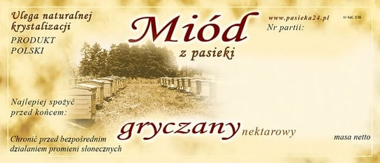 Paczka etykiet na miód gryczany (100szt) - wzór E36 BEE&HONEY