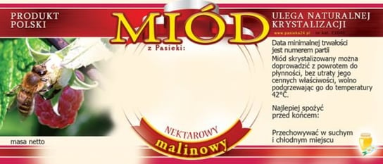 Paczka etykiet na miód malinowy  (100szt) - wzór E1040 BEE&HONEY