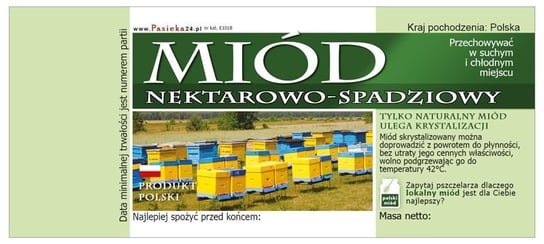 Paczka etykiet na miód nektarowo-spadziowy 116x50 (100szt) - wzór E1018 BEE&HONEY