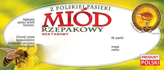 Paczka etykiet na miód rzepakowy (100szt) - wzór E65 BEE&HONEY