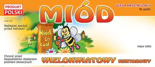 Paczka etykiet na miód wielokwiatowy (100szt) - wzór E27 BEE&HONEY