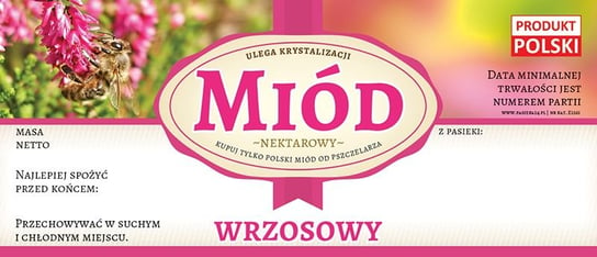 Paczka etykiet na miód wrzosowy (100szt) - E1261 BEE&HONEY