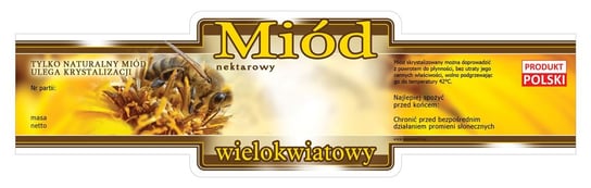 Paczka etykiet ozdobnych na miód wielokwiatowy (100szt) - wzór E212 BEE&HONEY