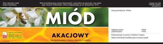 Paczka etykiet z kontretykietą na miód akacjowy (100szt) - wzór E1205 BEE&HONEY