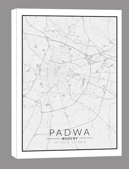 Padwa, Włochy mapa czarno biała - obraz na płótnie 50x70 cm Inny producent