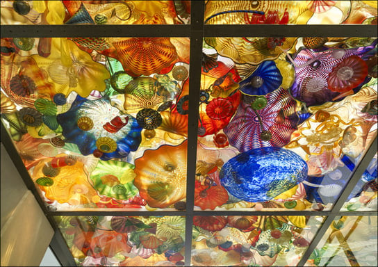 Painted-glass art on vases at the Museum of Glass in Tacoma, Washington., Carol Highsmith - plakat 29,7x21 cm Galeria Plakatu