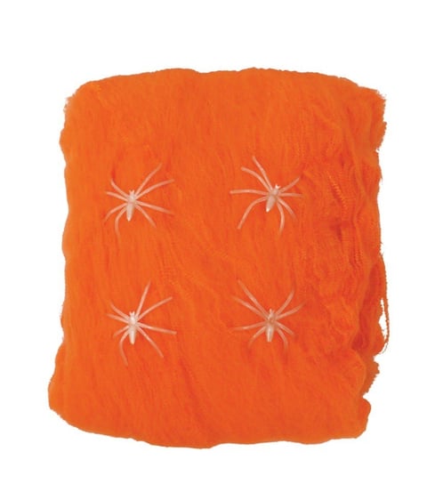 Pajęczyna pomarańczowa sztuczna pająki 60g Guirca