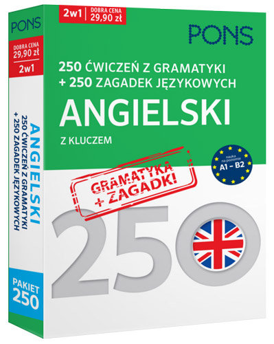 Pakiet: 250 ćwiczeń z gramatyki i 250 zagadek językowych. Angielski z kluczem. Poziom A1-B2 Opracowanie zbiorowe