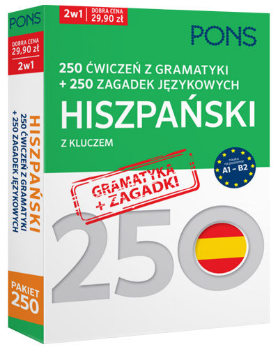 Pakiet: 250 ćwiczeń z gramatyki i 250 zagadek językowych. Hiszpański z kluczem. Poziom A1-B2 Opracowanie zbiorowe