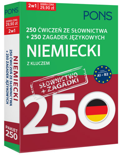 Pakiet: 250 ćwiczeń ze słownictwa i 250 zagadek językowych. Niemiecki z kluczem. Poziom A1-B2 Opracowanie zbiorowe