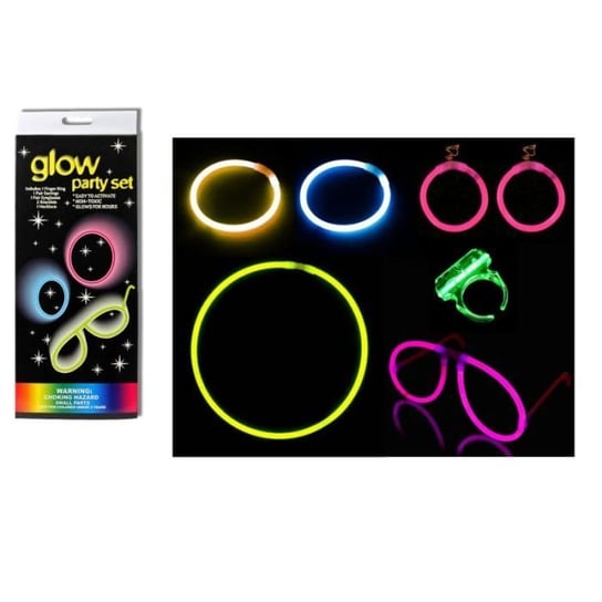 Pakiet fluorescencyjnych akcesoriów imprezowych – marka – model – klamry, bransoletki, naszyjnik, okulary, pierścionek Inna marka