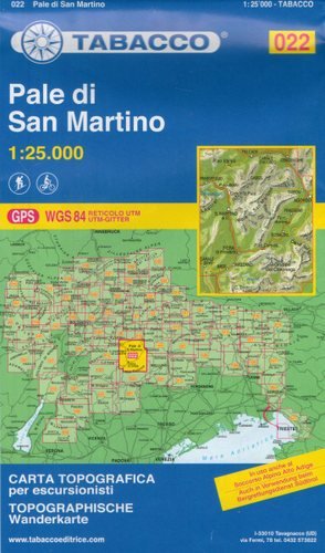 Pale di San Martino. Mapa 1:25 000 Tabacco