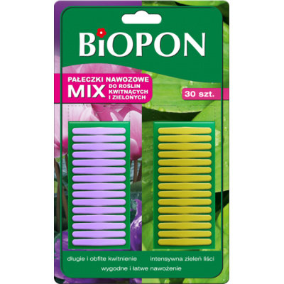 Pałeczki nawozowe do roślin kwitnących i zielonych BIOPON, 30 szt. Biopon