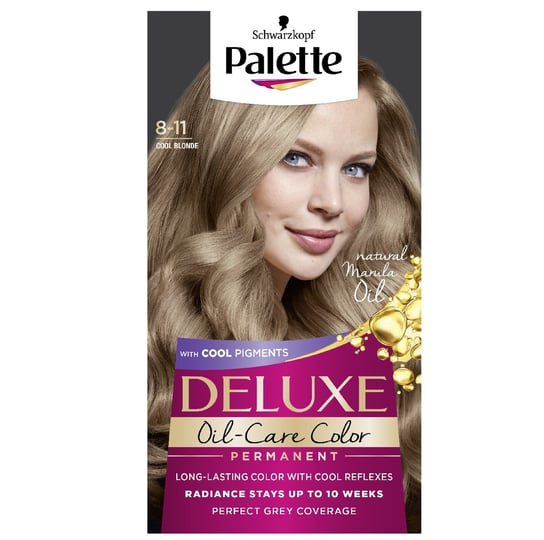Palette, Deluxe Oil-Care Color, Farba do włosów trwale koloryzująca z mikroolejkami,  8-11 Chłodny Blond Palette