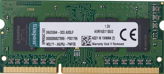 Pamięć SODIMM DDR3 KINGSTON KVR16S11S6/2, 2 GB, 1600 MHz, CL11 Kingston