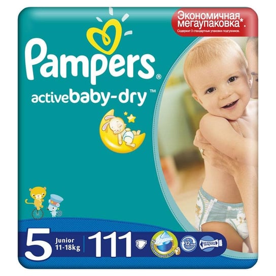 Pampers, Active Baby Dry, Mega Box, Pieluchy jednorazowe, Junior, 11-18 kg, 111 szt. Pampers