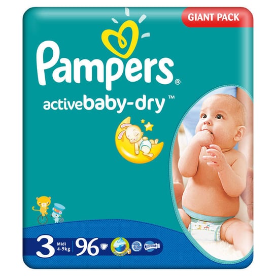 Pampers, Active Baby-Dry, Pieluchy jednorazowe, rozmiar 3, Midi, 96 szt. Pampers