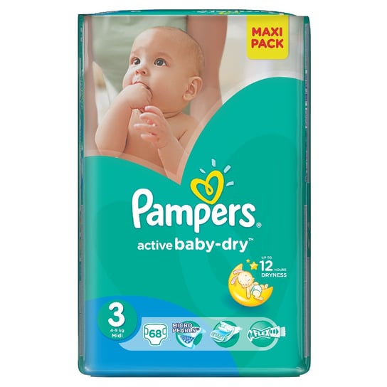 Pampers, Active Baby-Dry, Pieluszki jednorazowe, rozmiar 3, Midi, 68 szt. Pampers
