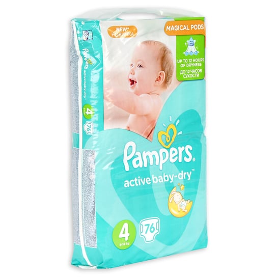 Pampers, Active Baby-Dry, Pieluszki jednorazowe, rozmiar 4, Maxi, 76 szt. Pampers