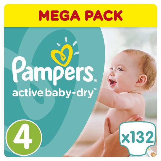 Pampers, Active Baby-Dry, Pieluszki jednorazowe, rozmiar 4, Maxi, 8-16 kg, 132 szt. Pampers