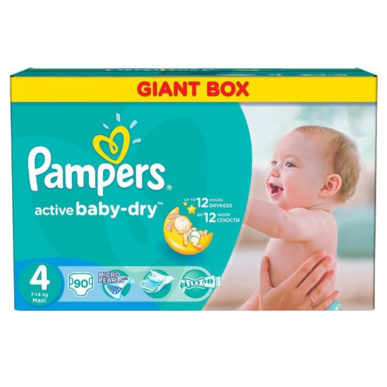 Pampers, Active Baby-Dry, Pieluszki jednorazowe, rozmiar 4, Maxi, 90 szt. Pampers