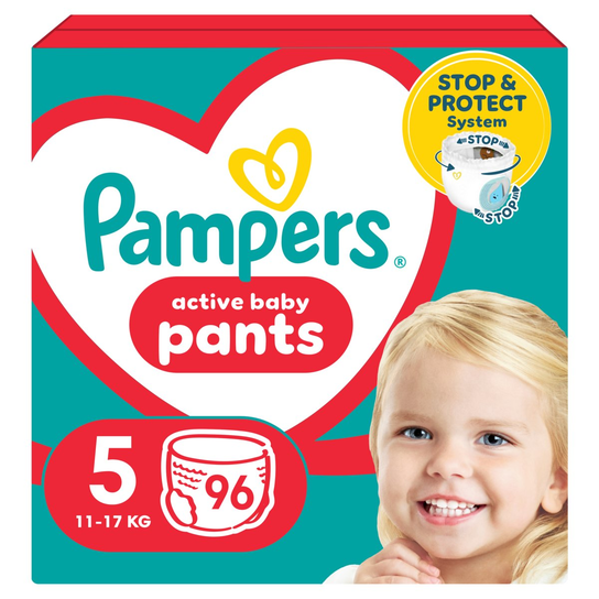 Pampers Active Baby Pants Pieluchomajtki, rozmiar 5, 96 szt. (11-17 kg ...