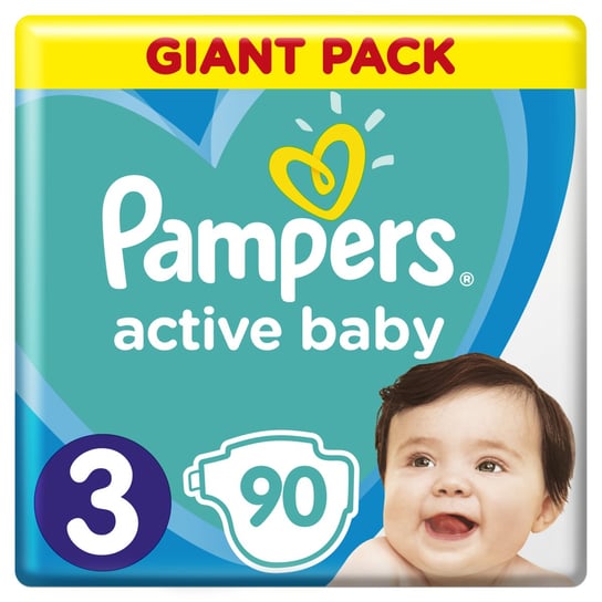 Pampers, Active Baby, Pieluchy jednorazowe, rozmiar 3, Midi, 6-10 kg, 90 szt. Pampers