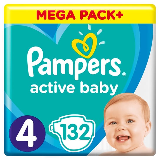 Pampers, Active Baby, Pieluchy jednorazowe, rozmiar 4, Maxi, 9-14 kg, 132 szt. Pampers