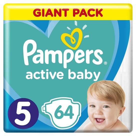 Pampers, Active Baby, pieluchy jednorazowe, rozmiar 5, Junior, 11-16 kg, 64 szt. Pampers