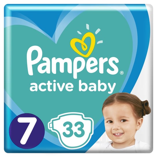 Pampers, Active Baby, Pieluchy jednorazowe, rozmiar 7, 15+ kg, 33 szt. Pampers