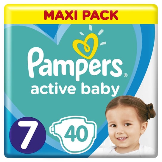 Pampers, Active Baby, Pieluchy jednorazowe, rozmiar 7, 15+ kg, 40 szt. Pampers