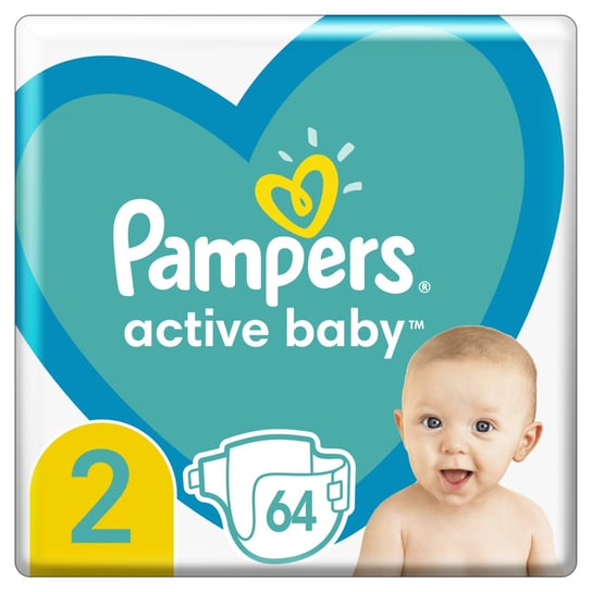 Pampers, Active Baby, Pieluszki jednorazowe, rozmiar 2, 4-8 kg, 64 szt. Pampers