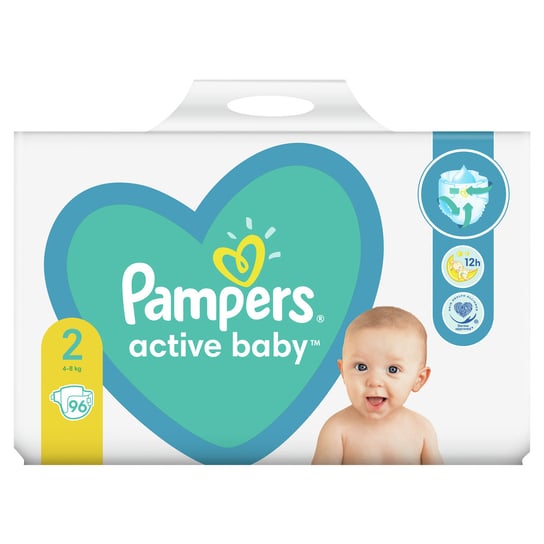 Pampers, Active Baby, Pieluszki jednorazowe, rozmiar 2, 4-8 kg, 96 szt. Pampers