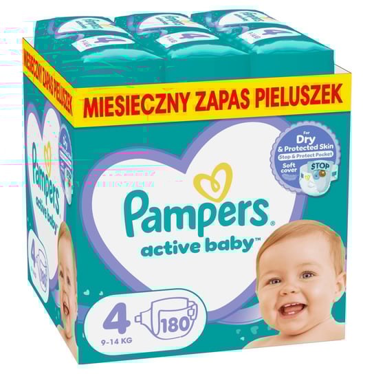 Pampers Active Baby, rozmiar 4, 180 pieluszek, 9kg-14kg Pampers
