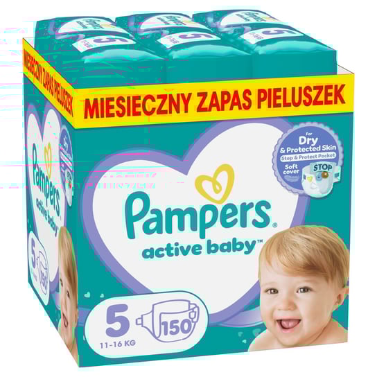 Pampers Active Baby, rozmiar 5, 150 pieluszek, 11kg-16kg Pampers