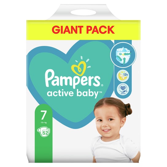 Pampers Active Baby Rozmiar 7, 52 pieluszki, 15 + kg Pampers