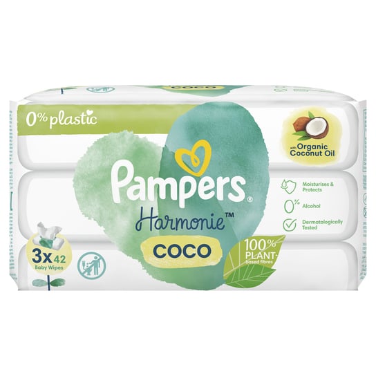Pampers, Chusteczki pielęgnacyjne, Coconut Pure Protection, 3x42 szt Pampers