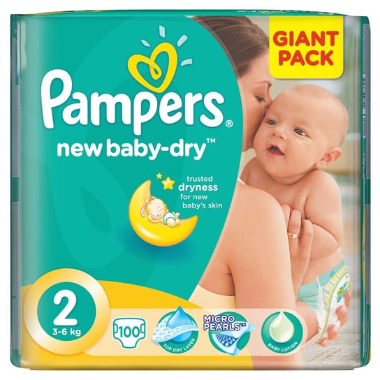 Pampers, New Baby-Dry, Pieluszki jednorazowe, rozmiar 2, Mini, 100 szt. Pampers