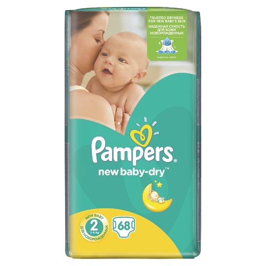 Pampers, New Baby Dry, Pieluszki jednorazowe, rozmiar 2, Mini, 68 szt. Pampers