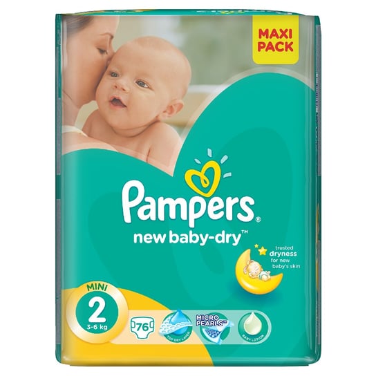 Pampers, New Baby-Dry, Pieluszki jednorazowe, rozmiar 2, Mini, 76 szt. Pampers