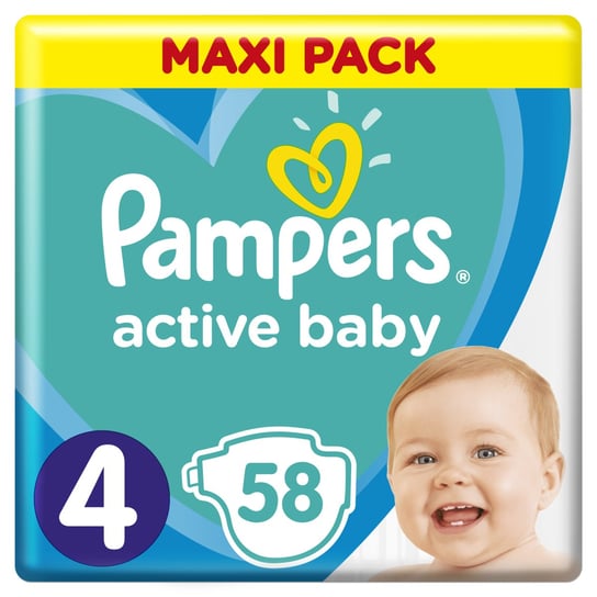 Pampers, New Baby, Pieluchy jednorazowe, rozmiar 4, Maxi, 9-14 kg, 58 szt. Pampers