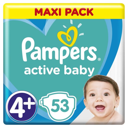 Pampers, New Baby, Pieluchy jednorazowe, rozmiar 4+, Maxi Plus, 10-15 kg, 53 szt. Pampers