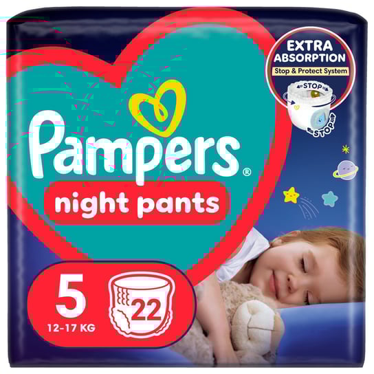 Pampers Night Pants Pieluchomajtki rozmiar 5, 22 pieluszek, 11kg-17kg Pampers